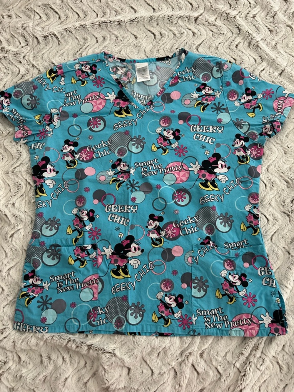 Disney Turquoise Minnie Mouse 'Geeky Chic' Short Sleeve Top